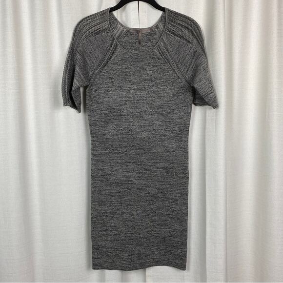 Halston Heritage Heather Gray Fitted Sweater Dress Sz.M NWT - Picture 3 of 15
